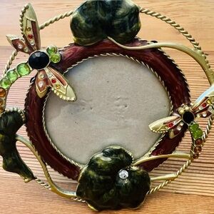 Beautiful Milson and Louis Enameled Frame Metal Rhinestone 3" Round Dragonflies